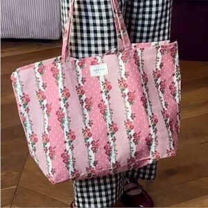 Sezane maxi pink floral tote bag NEW